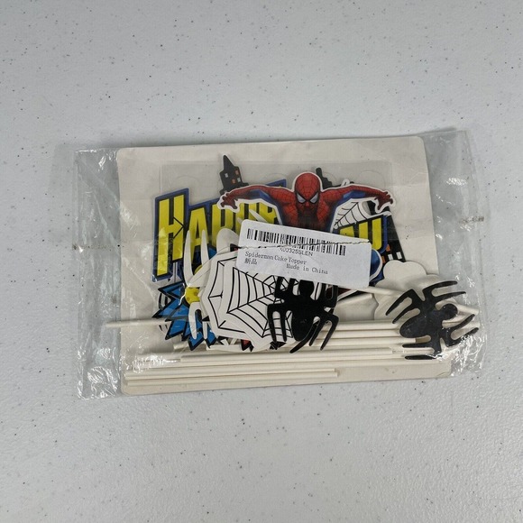 Spiderman Cake Cupcake Toppers Table Cover Happy Birthday Decorations Party - Picture 3 of 5